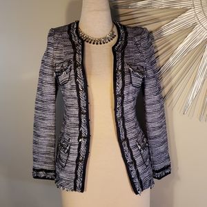 White House Black Market Textured Black and White Blazer